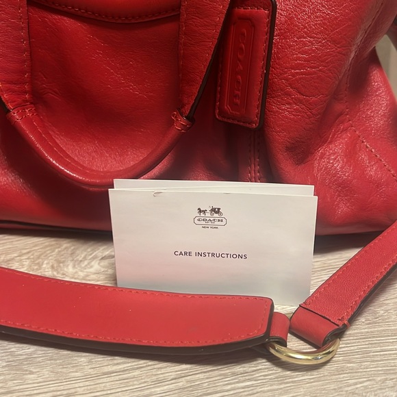 Beautiful Red Authentic Coach Purse with Hidden Long Strap and Short Strap - Picture 14 of 14